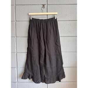 Match Point Ruffle Hem Linen Cropped Pants size M